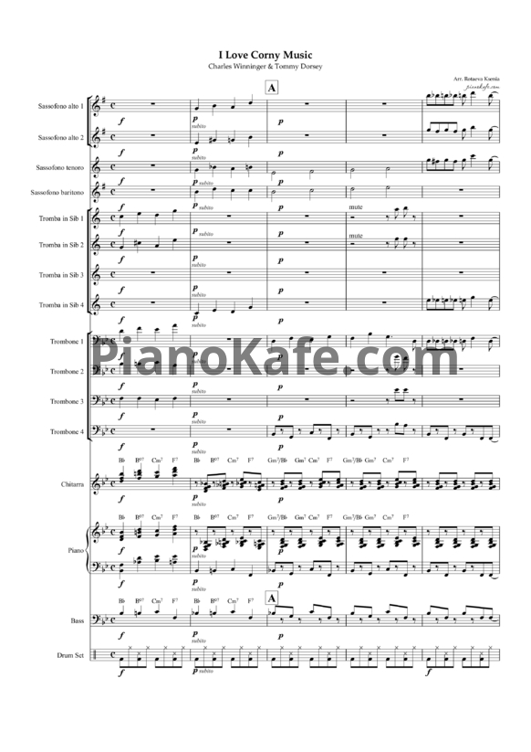 Ноты Charles Winninger & Tommy Dorsey - I love corny music (Партитура) - PianoKafe.com