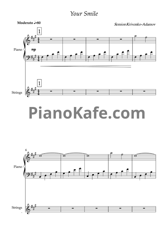 Ноты Семён Кривенко-Адамов - Твоя улыбка (Партитура) - PianoKafe.com