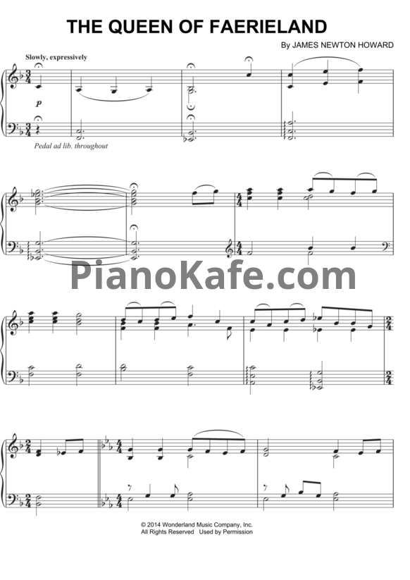 Ноты James Newton Howard - The queen of Faerieland - PianoKafe.com