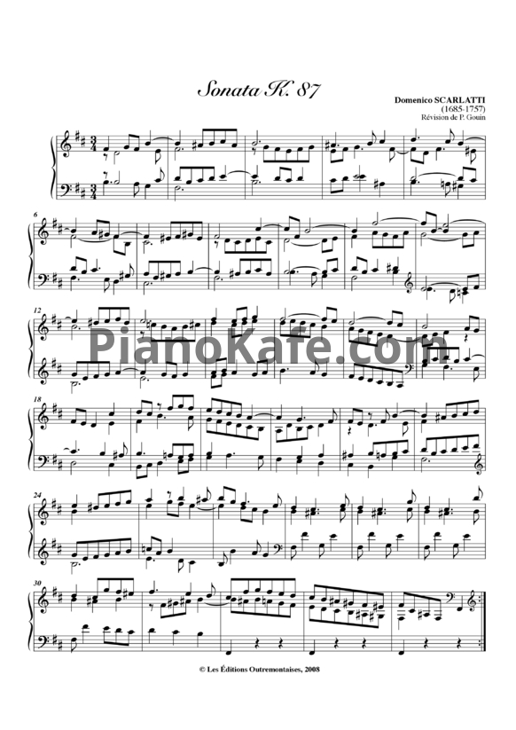 Ноты Д. Скарлатти - Соната K87 - PianoKafe.com