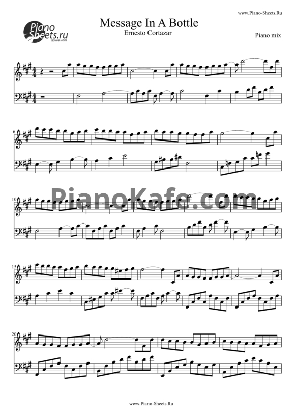 Ноты Ernesto Cortazar - Message In A Bottle (Версия 2) - PianoKafe.com