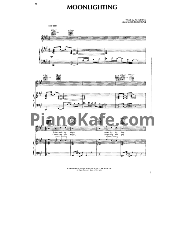 Ноты Al Jarreau - Moonlighting (Версия 2) - PianoKafe.com