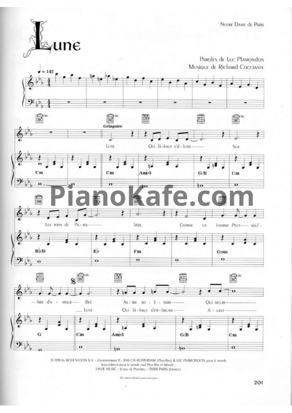 Ноты Riccardo Cocciante - Lune - PianoKafe.com