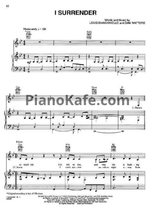 Ноты Celine Dion - I surrender - PianoKafe.com
