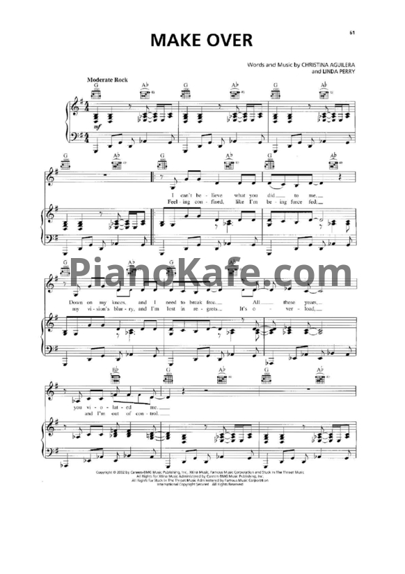 Ноты Christina Aguilera - Make over - PianoKafe.com