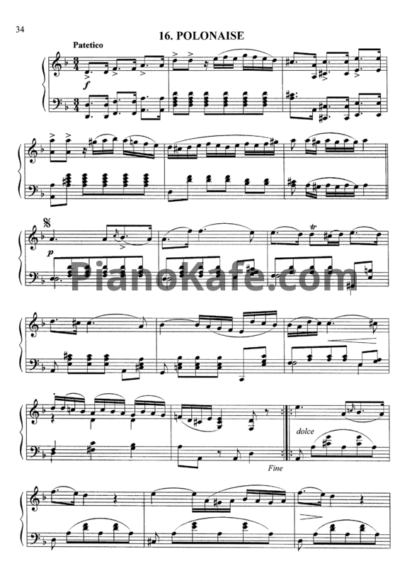 Ноты Михаил Огинский - Полонез №16 ре минор "Патетический" - PianoKafe.com