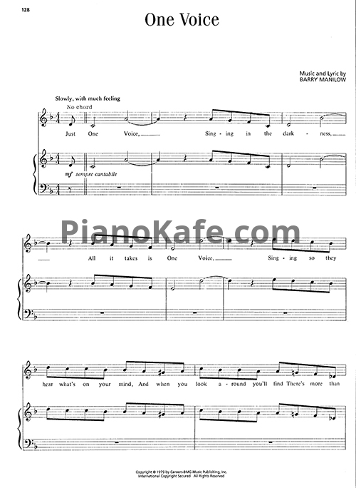 Ноты Barry Manilow - One voice - PianoKafe.com