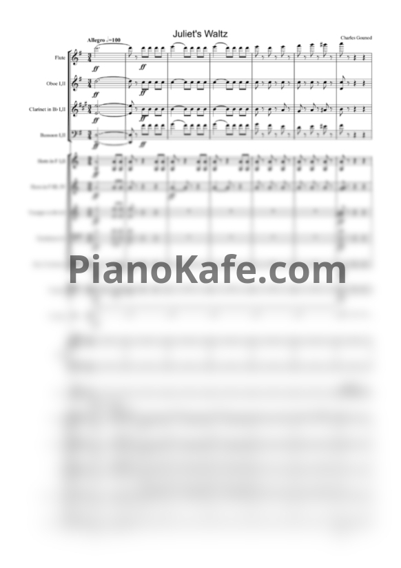 Ноты  Шарль Гуно - Вальс Джульетты (Партитура и голоса) - PianoKafe.com