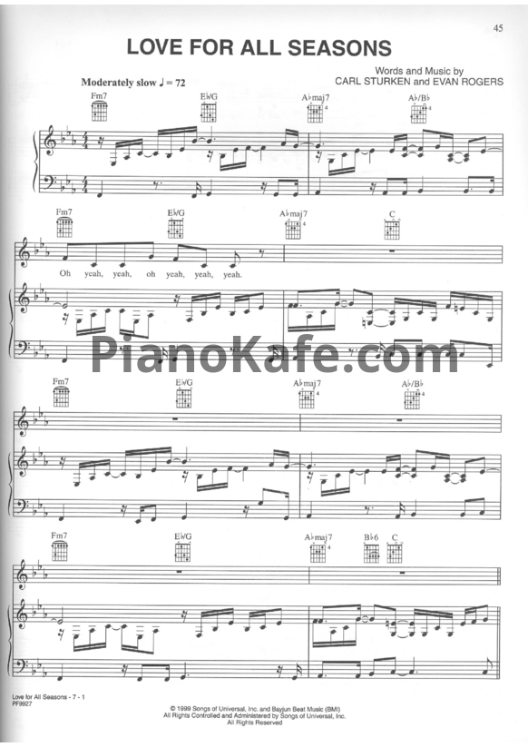 Ноты Christina Aguilera - Love for all seasons - PianoKafe.com
