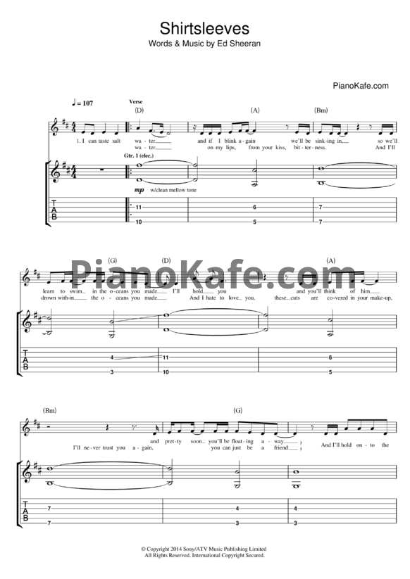Ноты Ed Sheeran - Shirtsleeves - PianoKafe.com