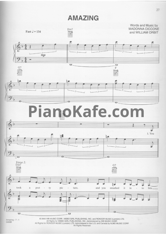 Ноты Madonna - Amazing - PianoKafe.com