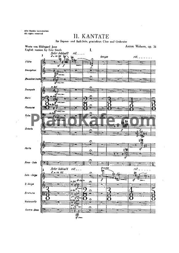 Ноты Антон Веберн - Вторая кантата (Op. 31). Партитура - PianoKafe.com