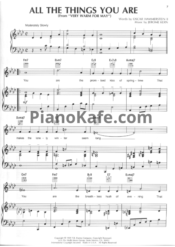 Ноты Jerome Kern - All the things you are - PianoKafe.com