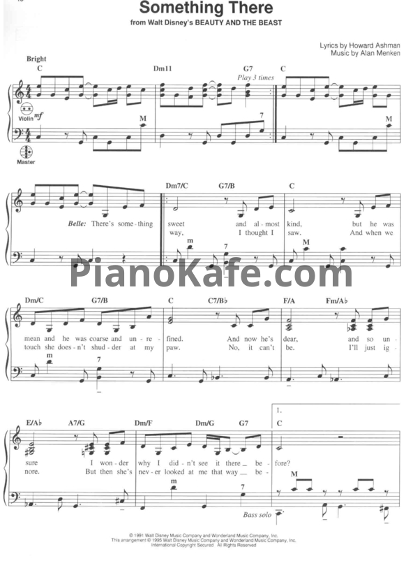 Ноты Alan Menken - Something there - PianoKafe.com