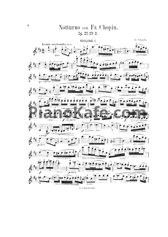 Ноты Фредерик Шопен - Ноктюрн (Op. 27 №2) для 2 скрипок - PianoKafe.com