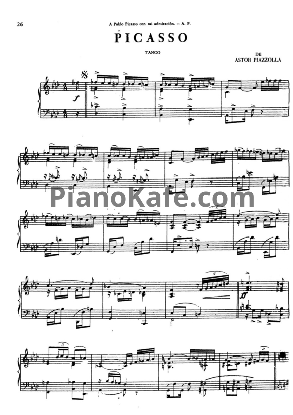 Ноты Astor Piazzolla - Picasso (tango) - PianoKafe.com