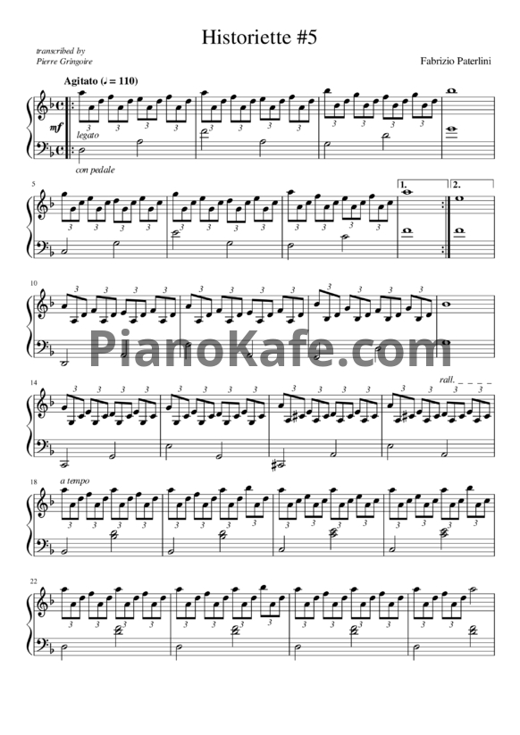 Ноты Fabrizio Paterlini - Historiette №5 - PianoKafe.com