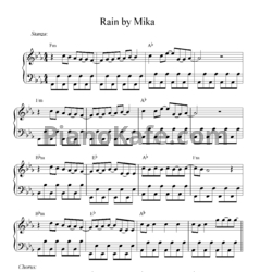 Ноты Mika - Rain - предпросмотр