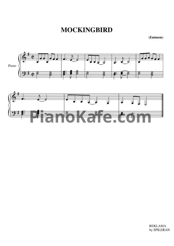 Ноты Eminem - Mockingbird - PianoKafe.com
