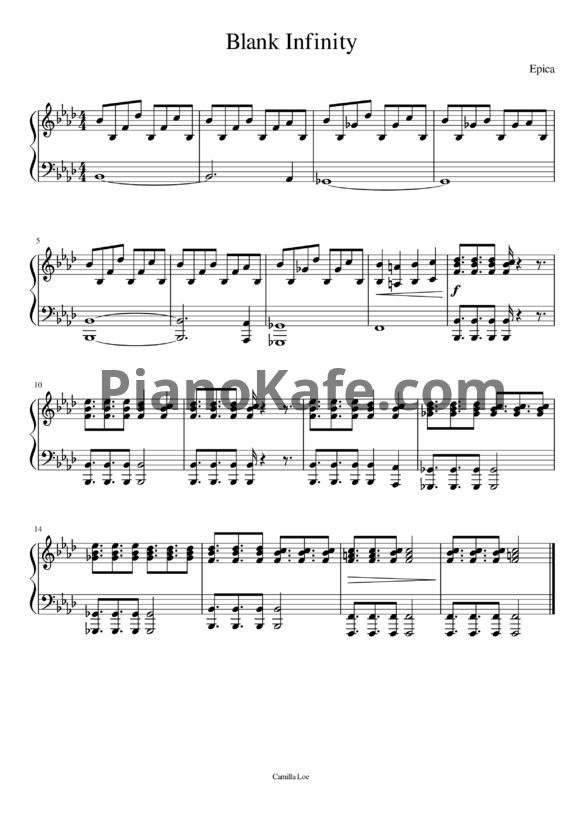 Ноты Epica - Blank Infinity - PianoKafe.com