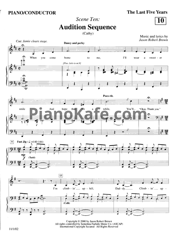 Ноты Jason Robert Brown - Audition sequence (Cathy) - PianoKafe.com
