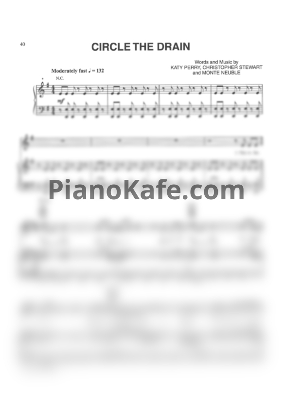 Ноты Katy Perry - Circle the drain - PianoKafe.com