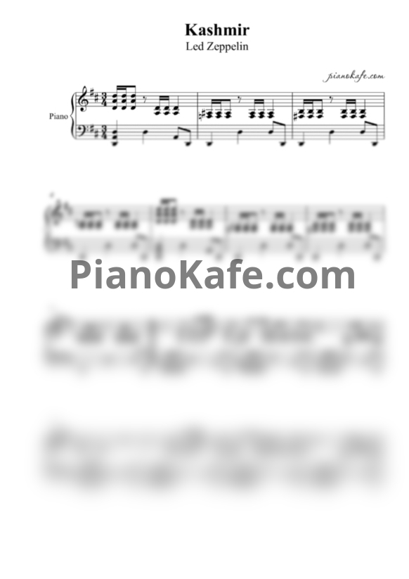 Ноты Led Zeppelin - Kashmir - PianoKafe.com