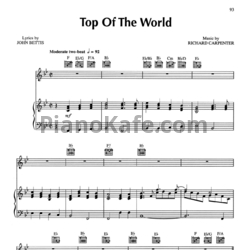 Ноты The Carpenters - Top of the world - предпросмотр