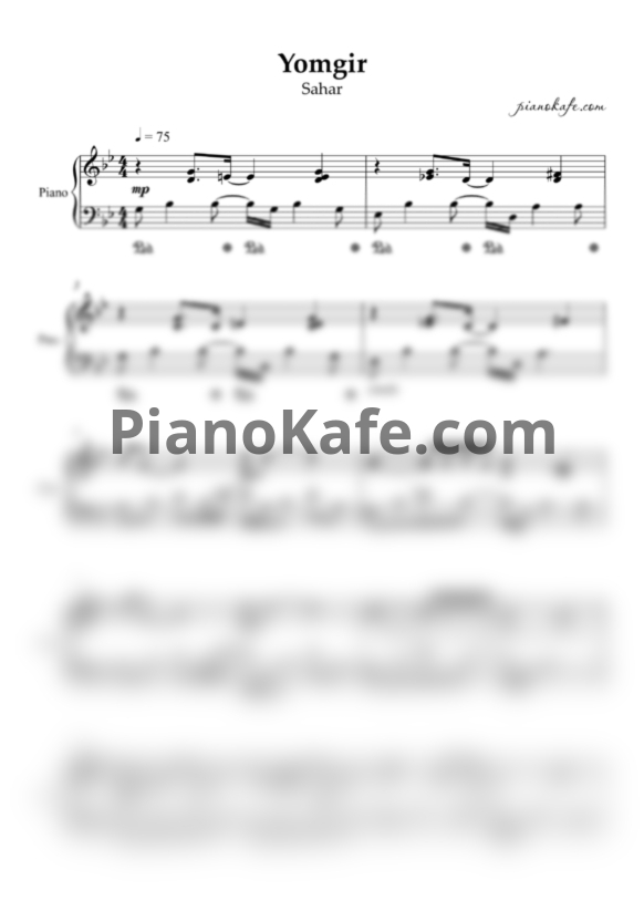 Ноты Sahar - Yomg'ir (Piano cover) - PianoKafe.com