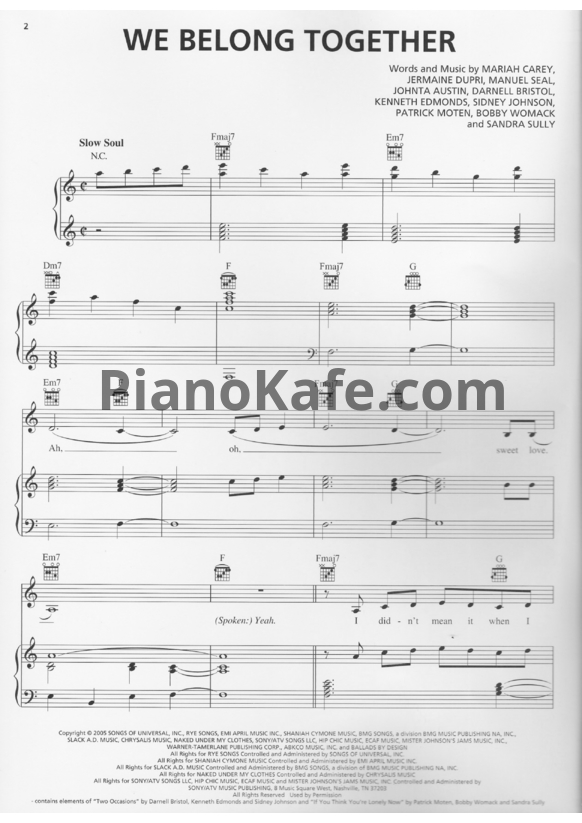 Ноты Mariah Carey - We belong together - PianoKafe.com