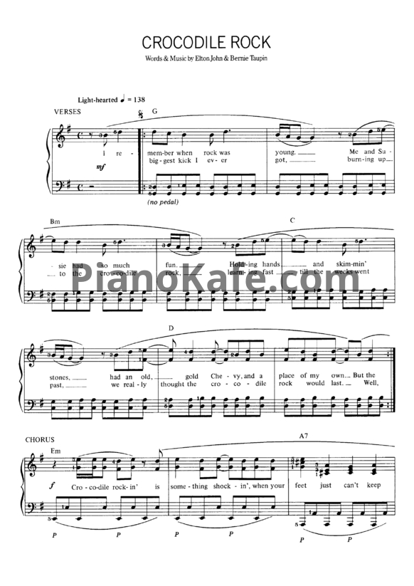 Ноты Elton John - Crocodile rock - PianoKafe.com