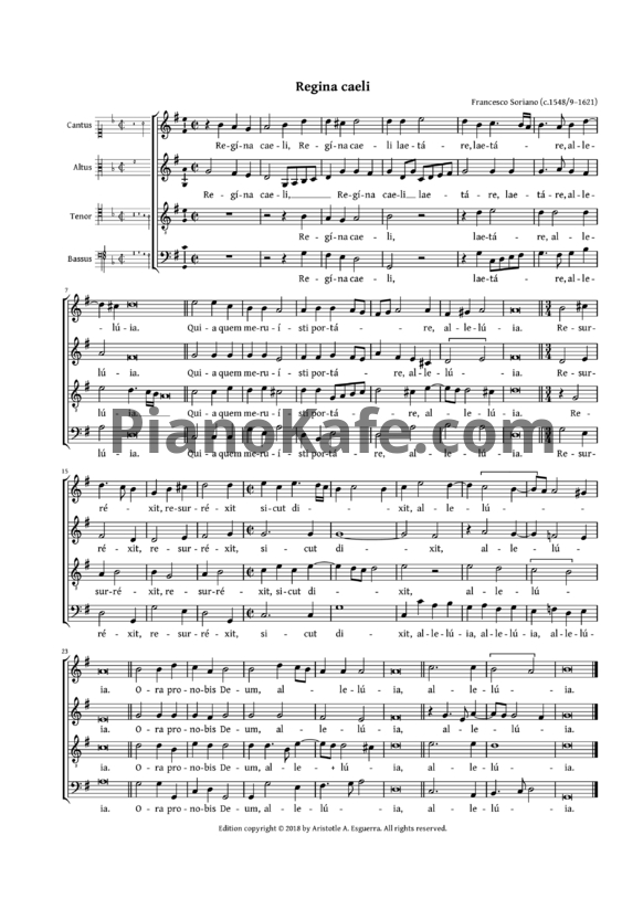 Ноты Ф. Сориано - Мотет "Regina caeli" - PianoKafe.com