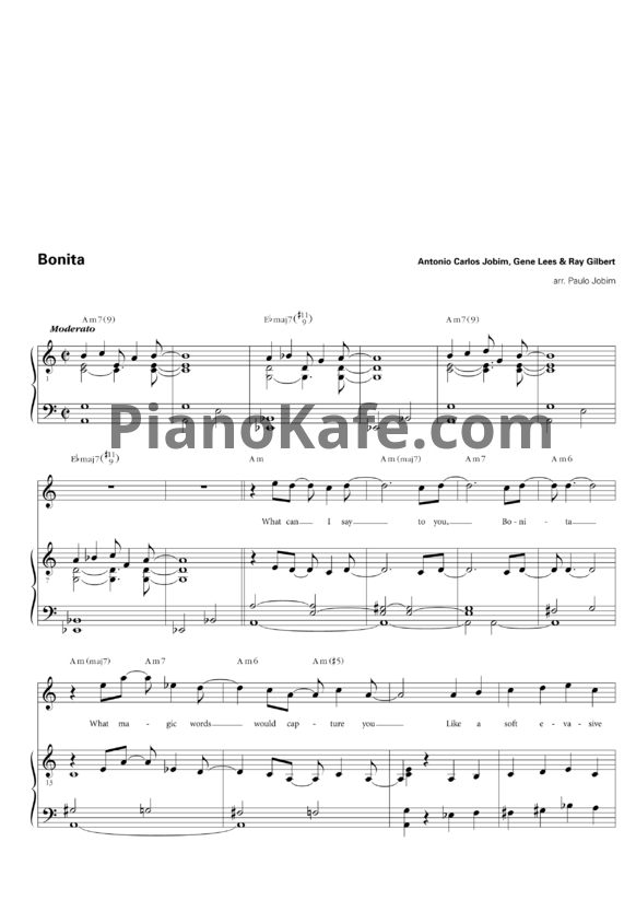 Ноты Antonio Carlos Jobim, Gene Lees & Ray Gilbert - Bonita - PianoKafe.com