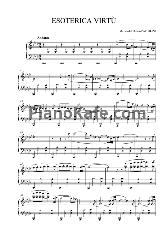 Ноты Fabrizio Paterlini - Esoterica virtu - PianoKafe.com