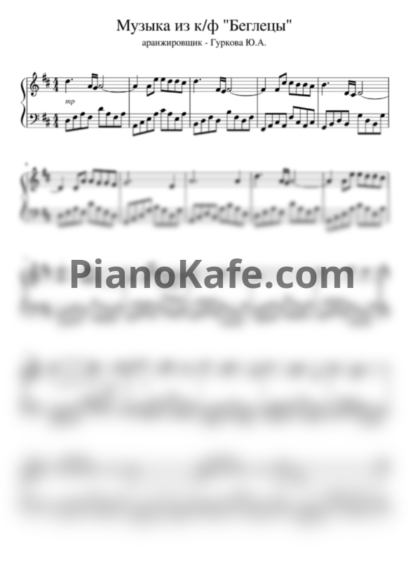 Ноты Vladimir Cosma - Theme De Jeanne (Les Fugitifs) - PianoKafe.com
