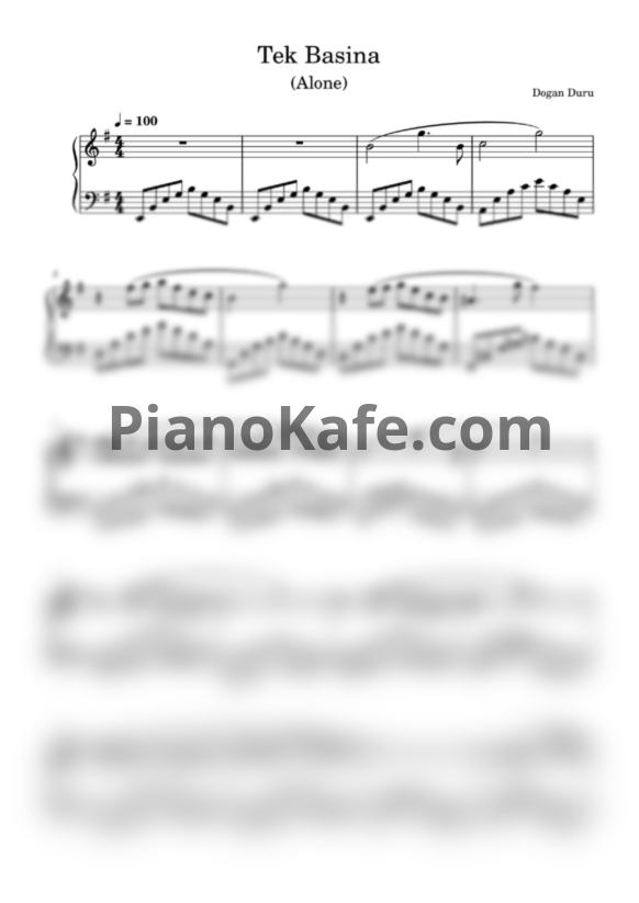 Ноты Dogan Duru - Tek Basina (Alone) - PianoKafe.com