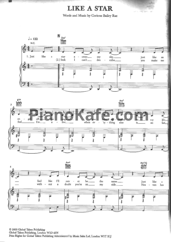 Ноты Corinne Bailey Rae - Like a star - PianoKafe.com