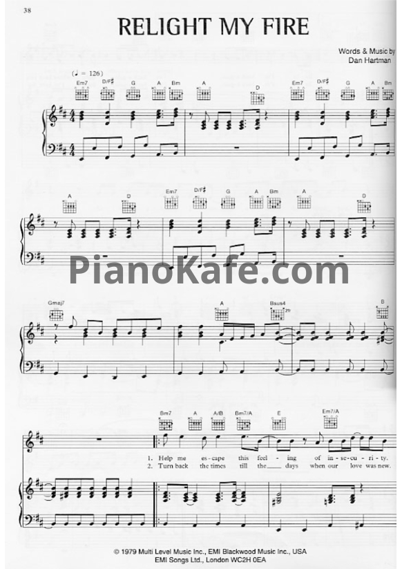Ноты Take That - Relight my fire - PianoKafe.com