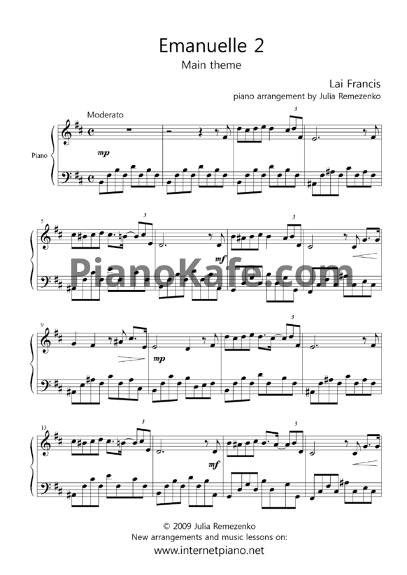 Ноты Francis Lai - Emanuelle 2 - PianoKafe.com