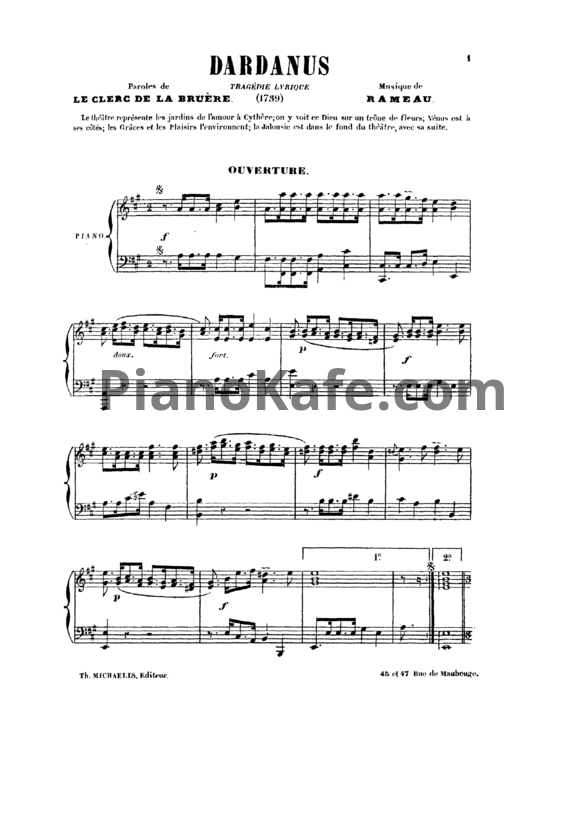 Ноты Жан-Филипп Рамо - Опера "Dardanus" - PianoKafe.com