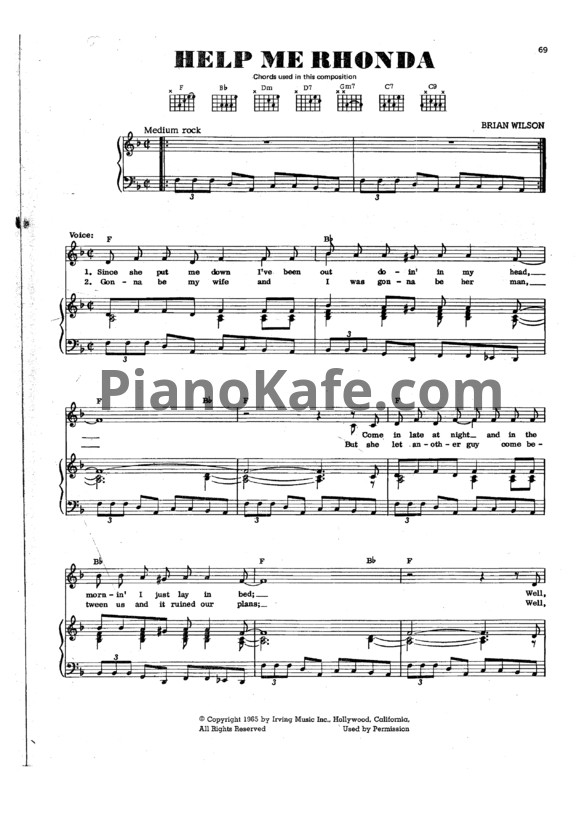 Ноты The Beach Boys - Help me rhonda - PianoKafe.com