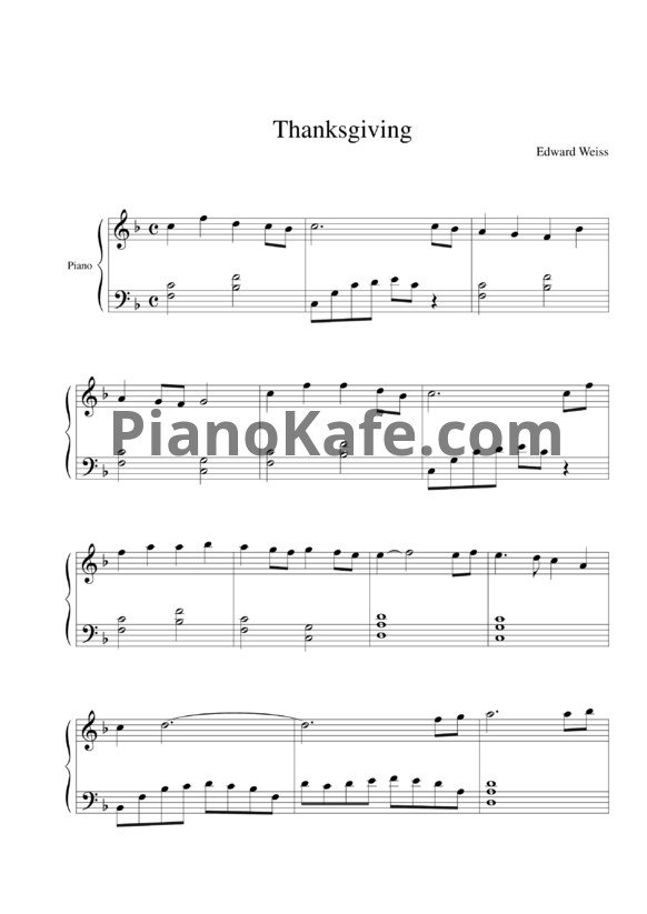 Ноты Edward Weiss - Thanksgiving - PianoKafe.com