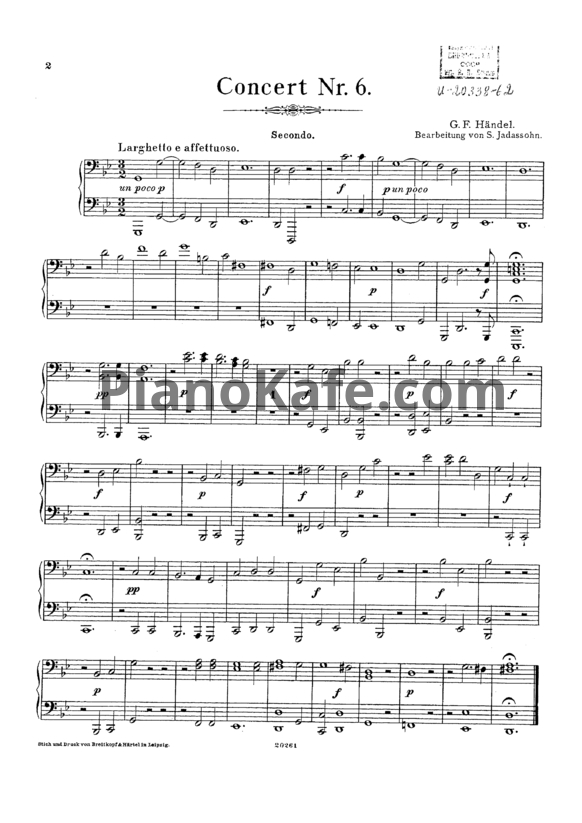 Ноты Георг Гендель - Кончерто гроссо соль минор (для 2 фортепиано). Часть 6 - PianoKafe.com