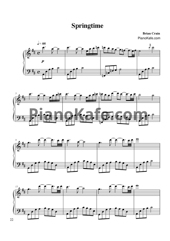 Ноты Brian Crain - Springtime - PianoKafe.com