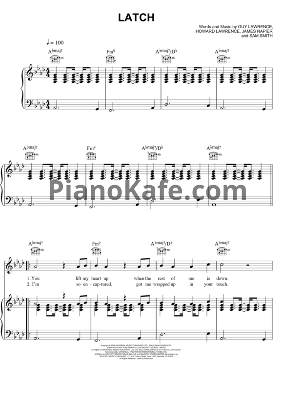Ноты Sam Smith - Latch - PianoKafe.com