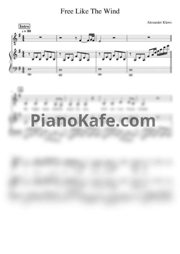 Ноты Alexander Klaw - Free like the wind - PianoKafe.com