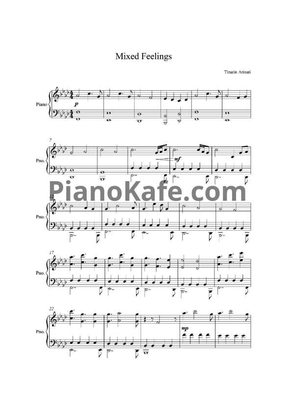 Ноты Tinatin Atinati - Mixed feelings - PianoKafe.com