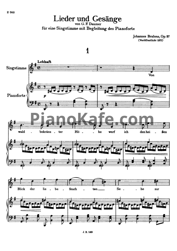 Ноты И. Брамс - Песни и напевы (ор. 57) - PianoKafe.com