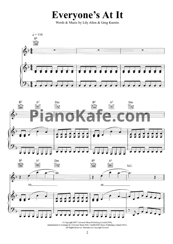 Ноты Lily Allen - It's not me it's you (Книга нот) - PianoKafe.com
