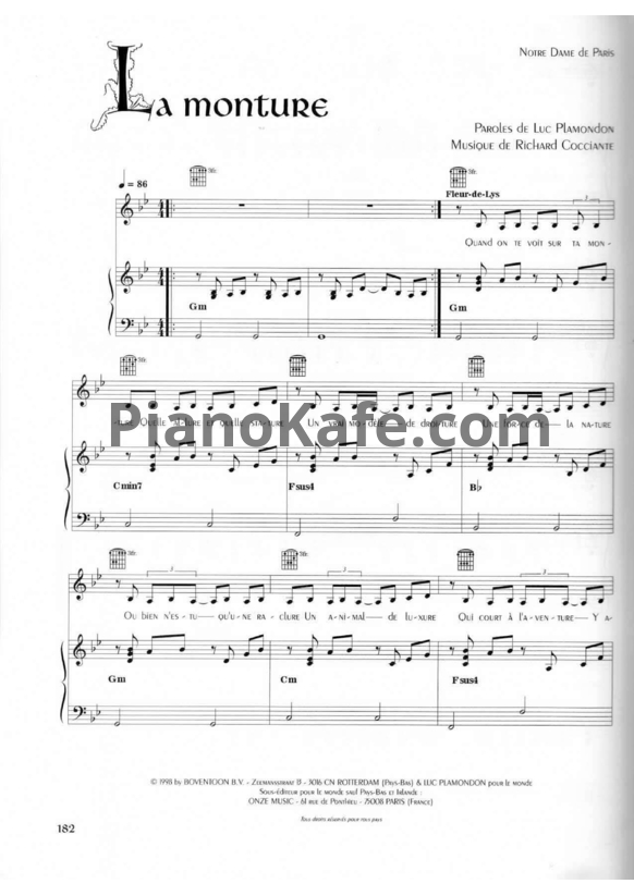 Ноты Riccardo Cocciante - La Monture (Акт 2) - PianoKafe.com